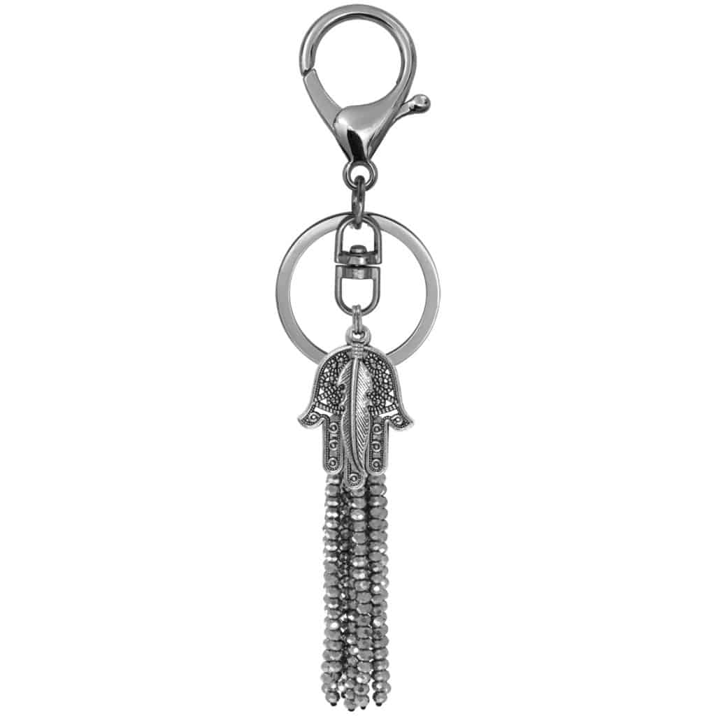 Schlüsselanhänger mit Buddha Hand und Perlenquaste